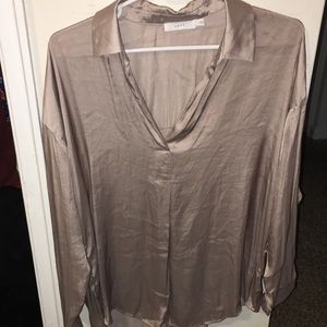 Rose/Champagne Satin Lush blouse US size LG